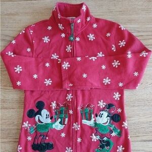 Disney Red Zip Up Sweatshirt Jacket with Mickey and Minnie